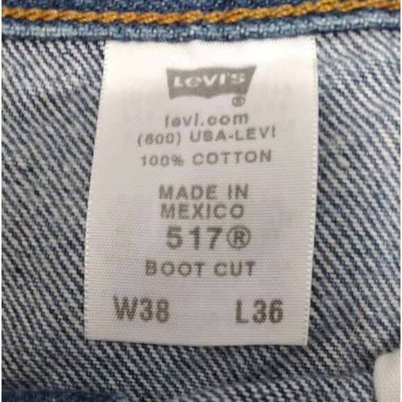 Levi's 517 Men's 38x30 Bootcut Jeans Dark Wash Blue Denim Straight Cotton Blend - Picture 8 of 9